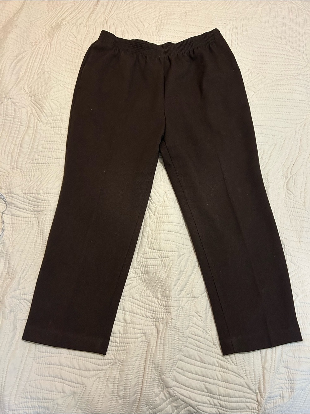 Women’s Alia Petite Dark Brown Elastic-Waist Dress Pants 14PS